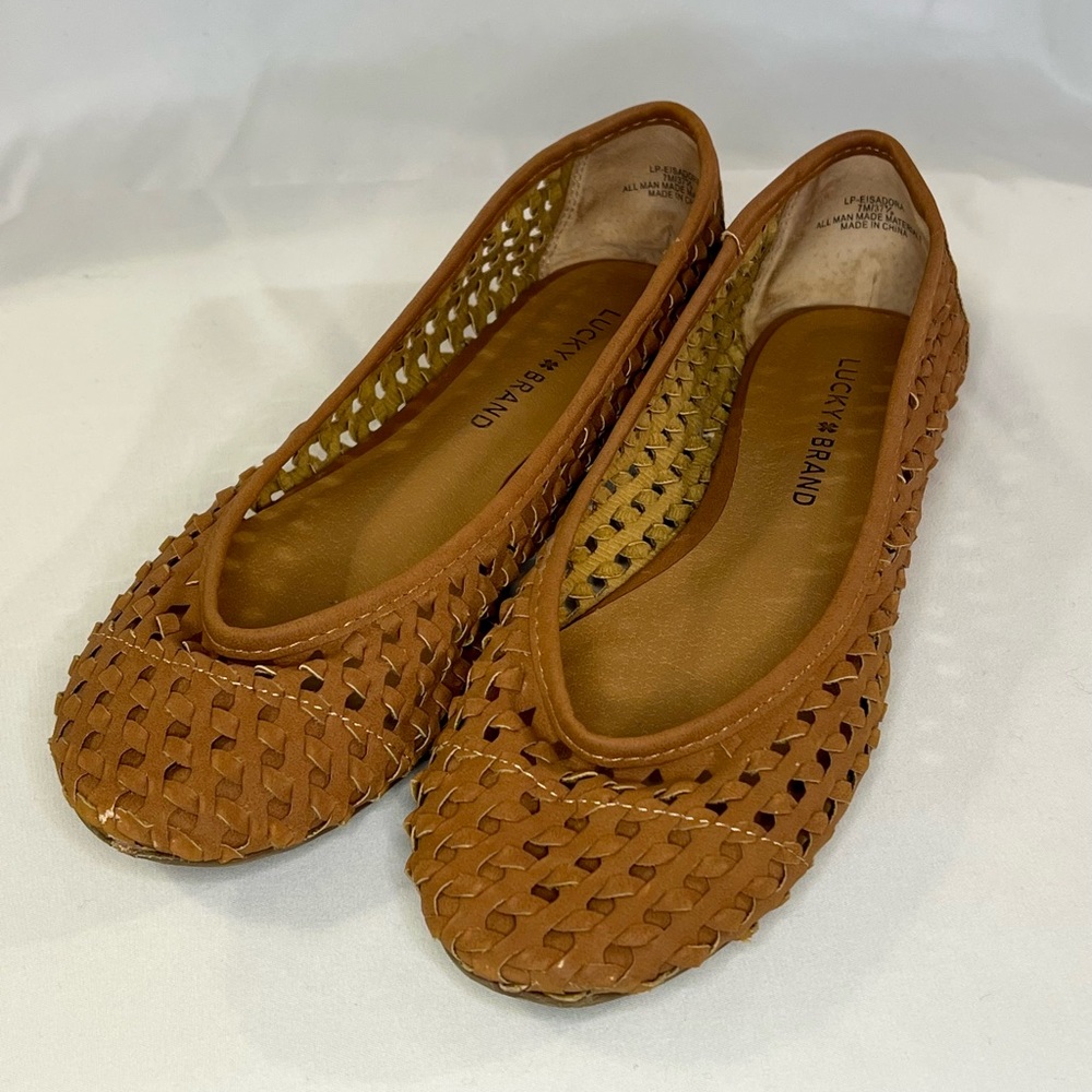 Lucky Brand Brown Woven Eisadora Ballet Flats